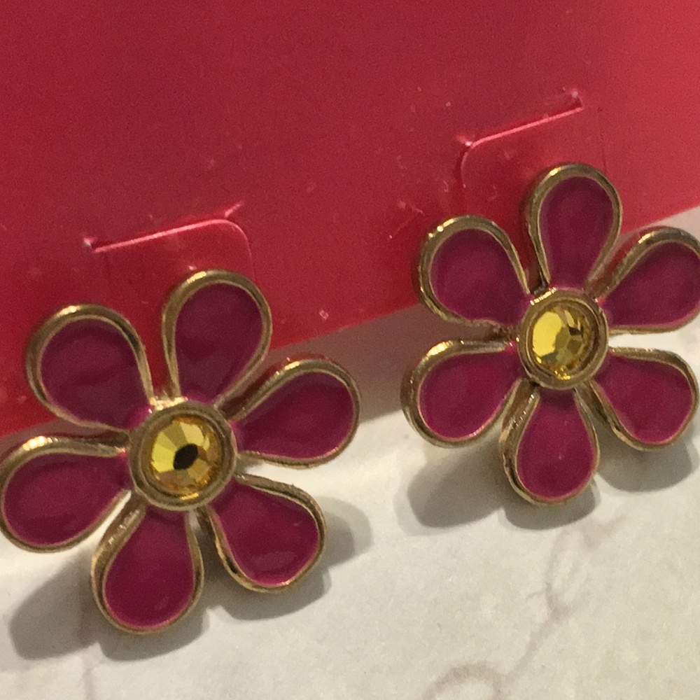 Betsey Johnson Fuchsia Daisey Flower Studs